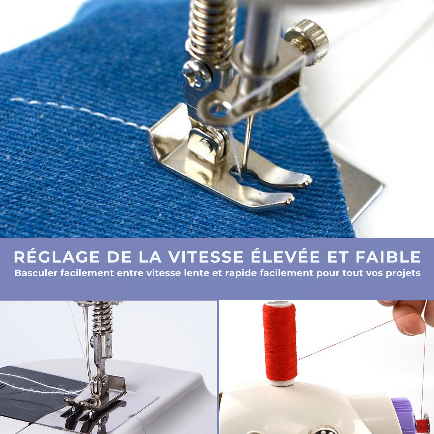 Mini Machine à Coudre Électrique 202A – Double Fil, 2 Vitesses, Pédale et Fonction Couture Simple