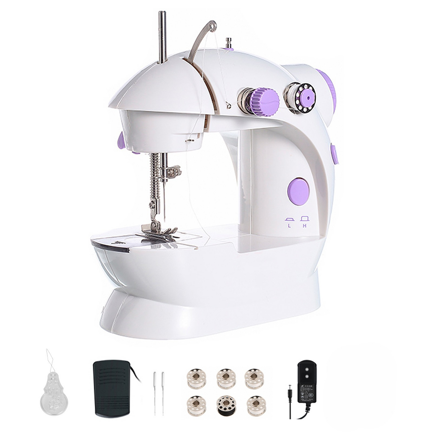 Mini Machine à Coudre Électrique 202A – Double Fil, 2 Vitesses, Pédale et Fonction Couture Simple