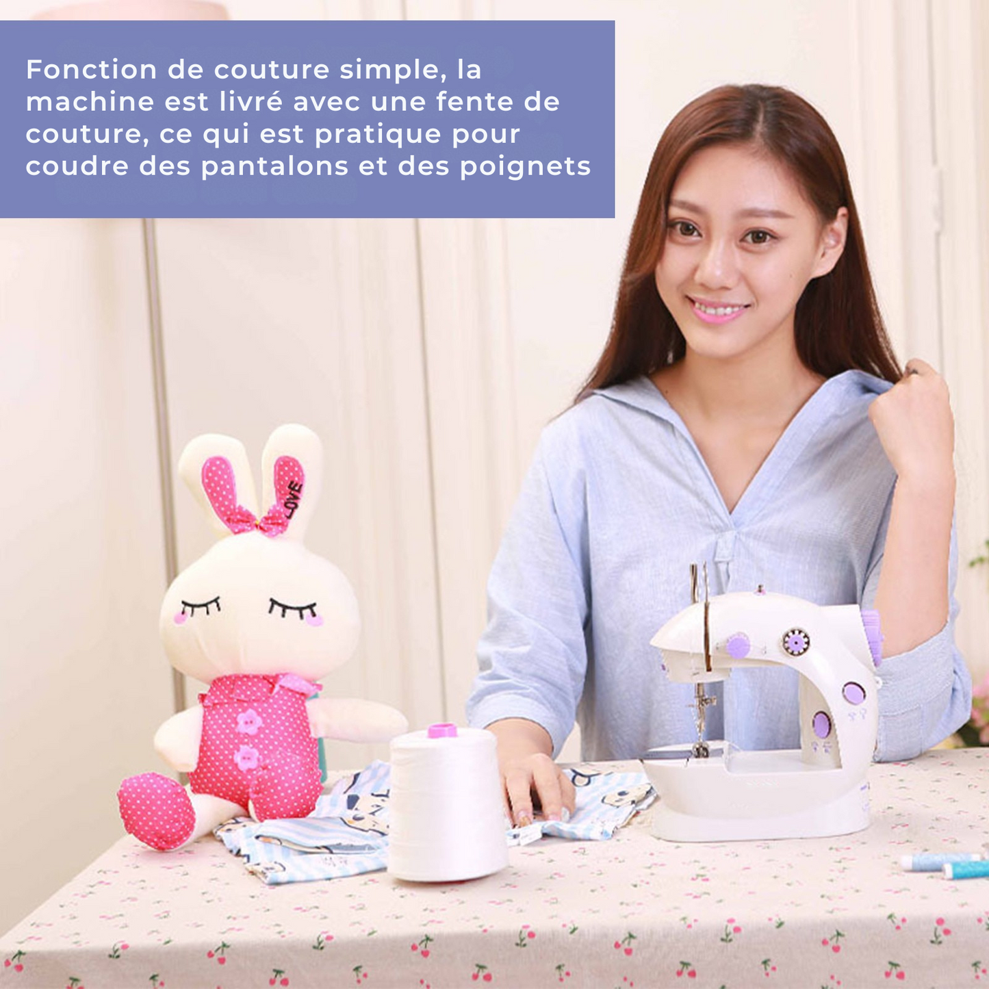 Mini Machine à Coudre Électrique 202A – Double Fil, 2 Vitesses, Pédale et Fonction Couture Simple