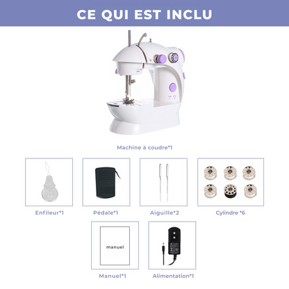 Mini Machine à Coudre Électrique 202A – Double Fil, 2 Vitesses, Pédale et Fonction Couture Simple