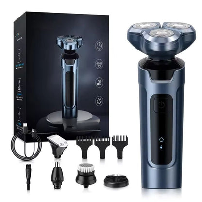 Rasoir électrique 5 en 1 — Multifonction pour hommes, barbe, nez et cheveux, étanche et puissant