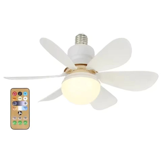 Ventilateur de Plafond LED E27 avec Télécommande – Lumière Dimmable pour Salon, Bureau et Maison