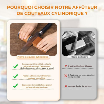 Affûteur de couteaux professionnel roulant — Kit avec pierre à aiguiser en diamant, porte - couteau magnétique et rouleau d’angle 15°/20° - Nation Army