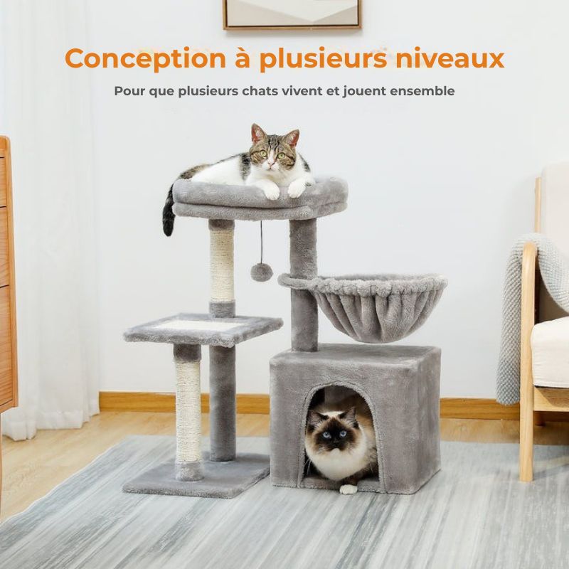 Arbre à chat d’intérieur — Tour d’activité avec griffoirs, grand hamac et perche supérieure amovible - Nation Army