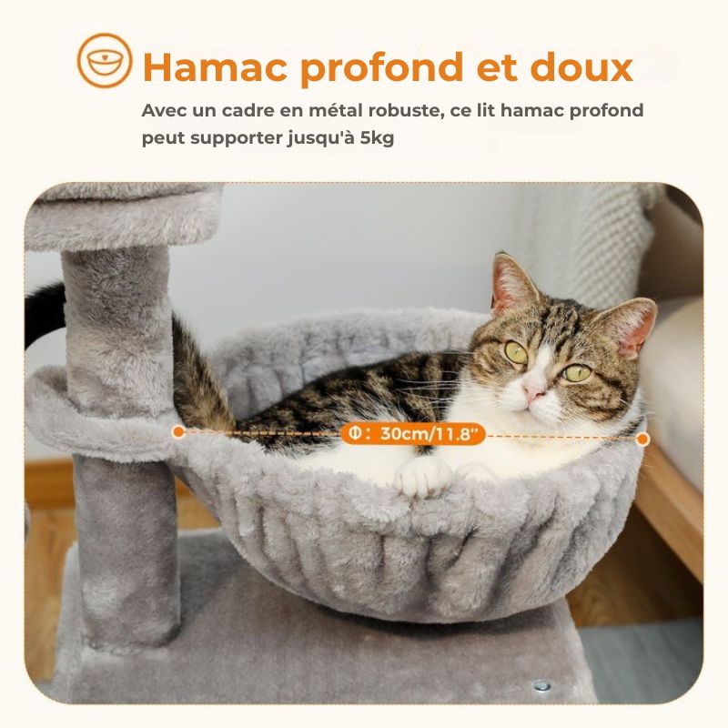 Arbre à chat d’intérieur — Tour d’activité avec griffoirs, grand hamac et perche supérieure amovible - Nation Army