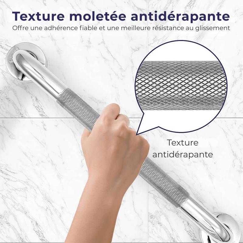 Barre d’Appui Antidérapante en Acier Inox – Poignée de Sécurité Murale pour Douche, Baignoire ou Toilettes (40 cm) - Nation Army