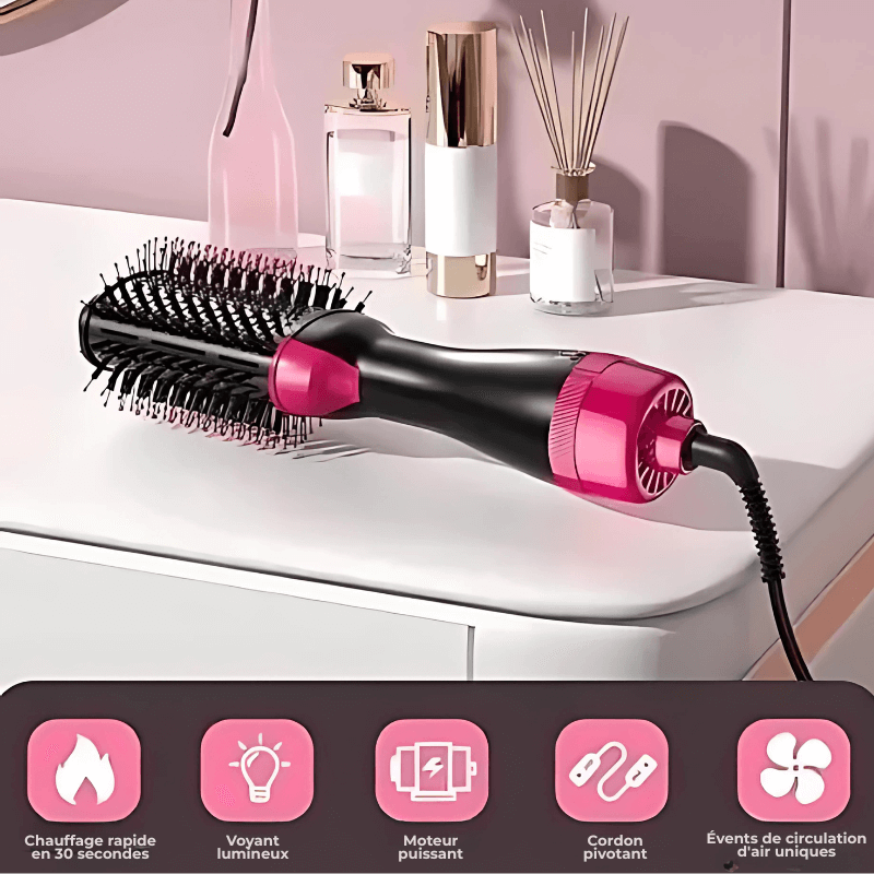 Brosse à Cheveux 4 en 1 – Lissante, Boucleur, Peigne Chauffant Volumisant & Sèche - Cheveux Ionique - Nation Army