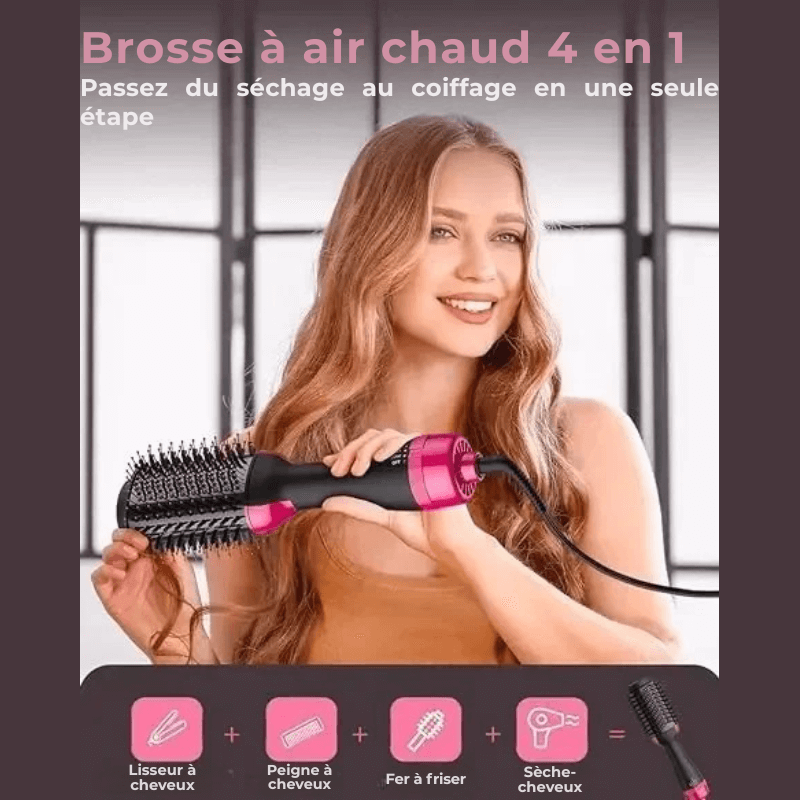 Brosse à Cheveux 4 en 1 – Lissante, Boucleur, Peigne Chauffant Volumisant & Sèche - Cheveux Ionique - Nation Army