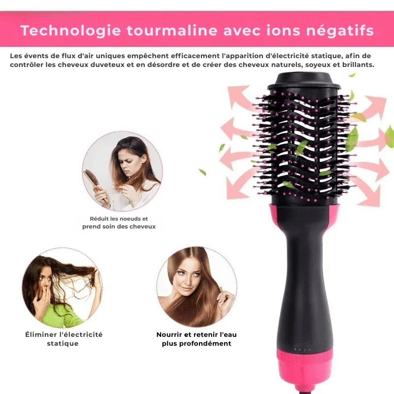 Brosse à Cheveux 4 en 1 – Lissante, Boucleur, Peigne Chauffant Volumisant & Sèche - Cheveux Ionique - Nation Army