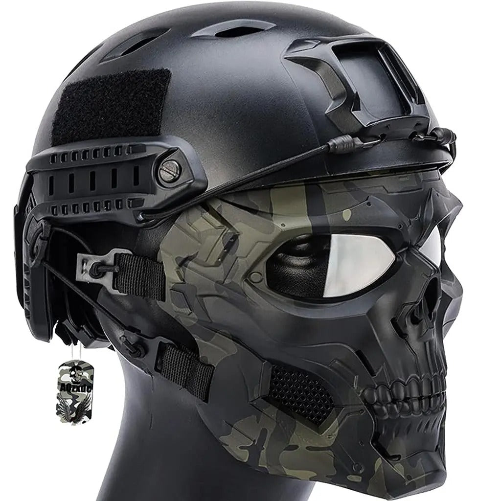 Casque et Masque Skull Airsoft Tactique - Protection Complète 360° - Nation Army