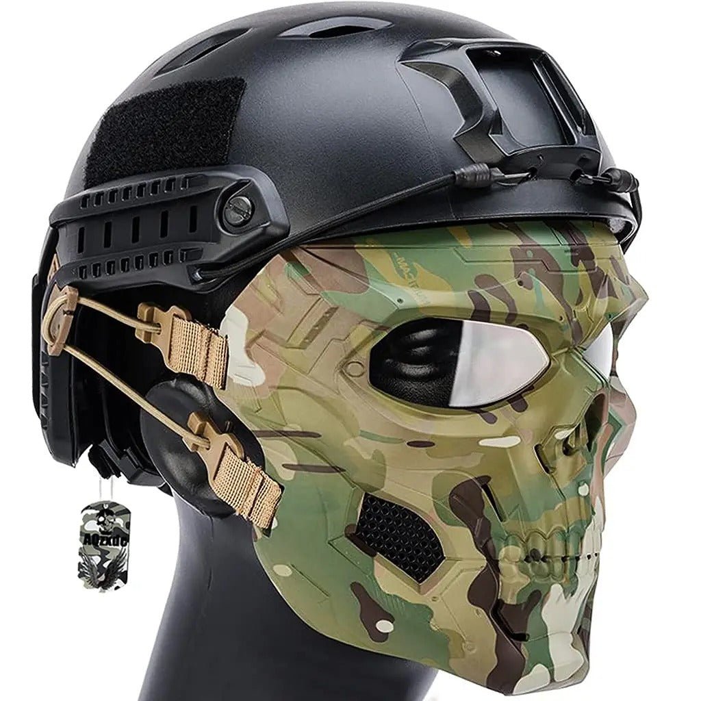 Casque et Masque Skull Airsoft Tactique - Protection Complète 360° - Nation Army