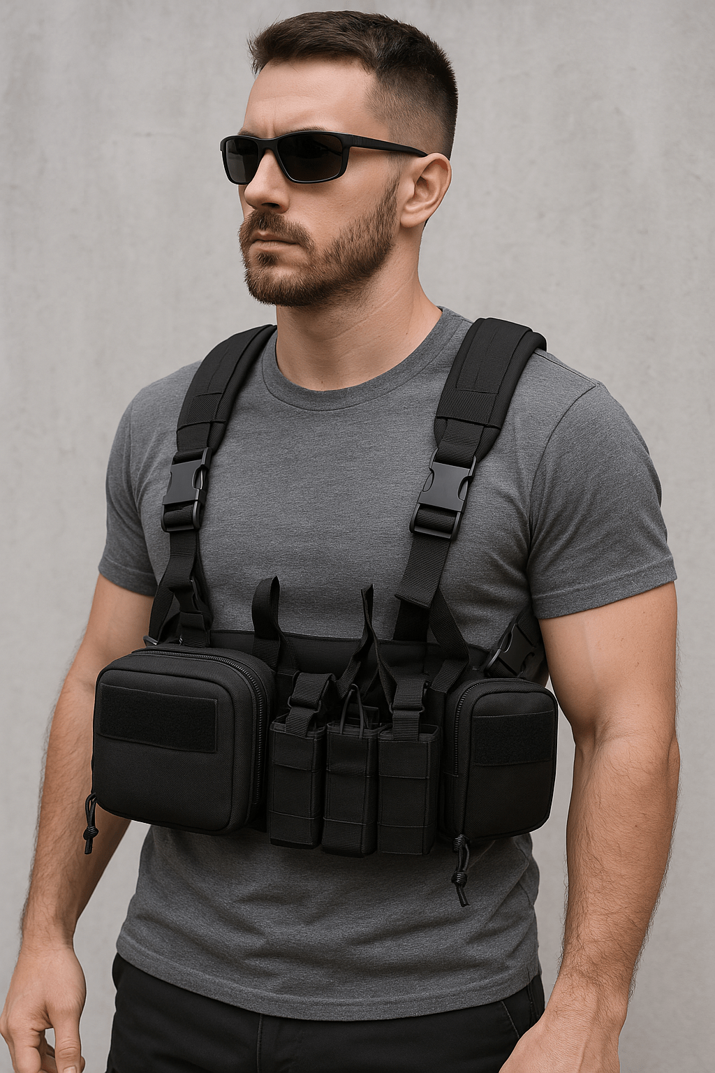 Chest Rig CS Nylon 500D - Gilet Tactique Noir - Nation Army