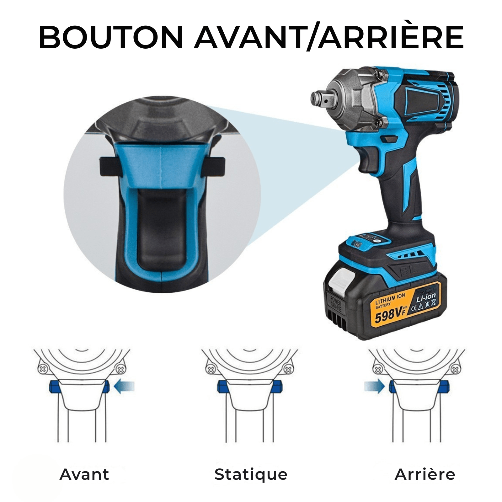 Clé à Chocs Électrique Sans Fil 1200Nm – 2 Batteries 18V + Coffret & Accessoires – Tournevis à Chocs Brushless - Nation Army
