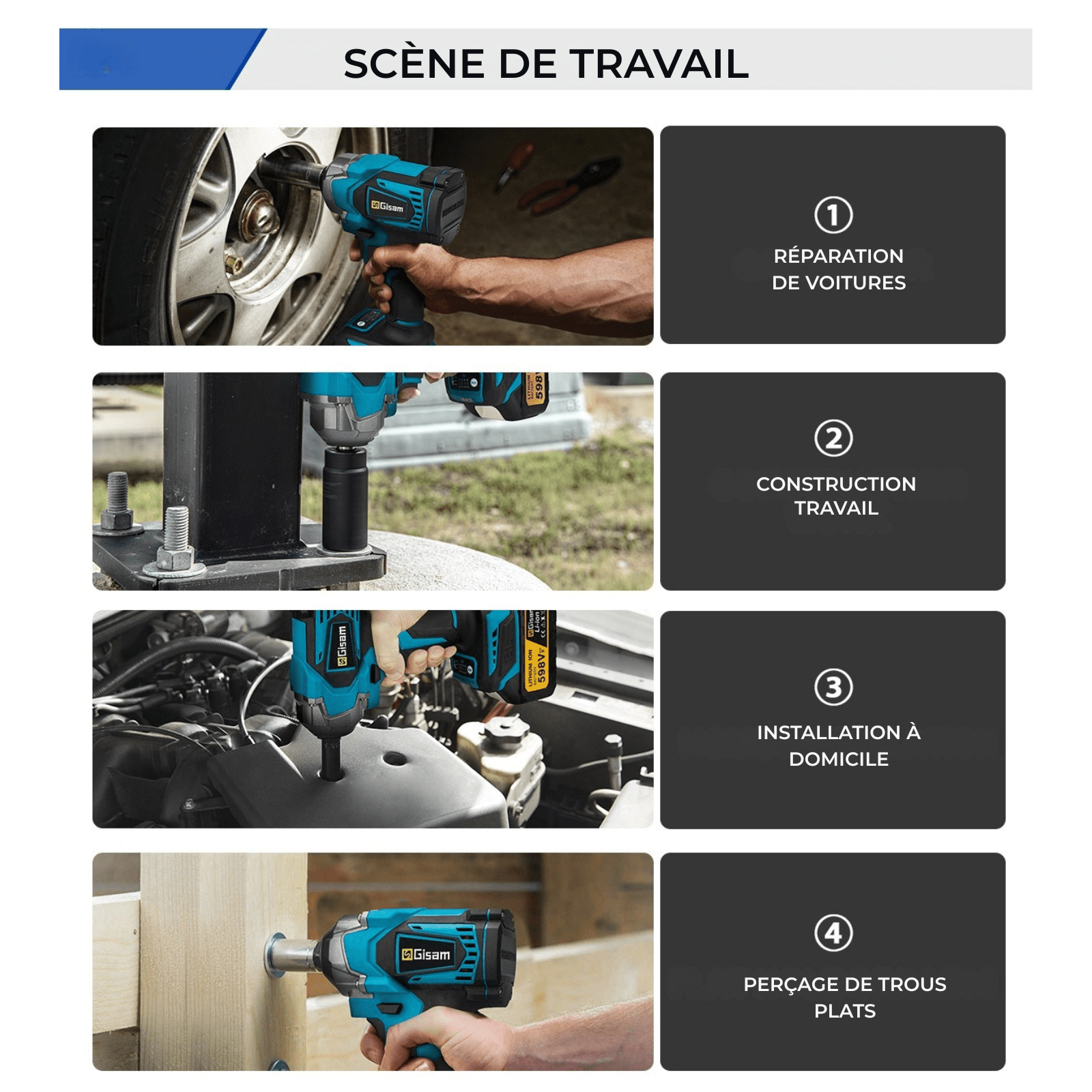 Clé à Chocs Électrique Sans Fil 1200Nm – 2 Batteries 18V + Coffret & Accessoires – Tournevis à Chocs Brushless - Nation Army