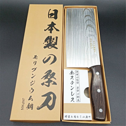 Couteau de cuisine pro japonais en acier inoxydable à motif damas — Manche en bois, lame ultra - tranchante pour coupe et tranchage précis - Nation Army