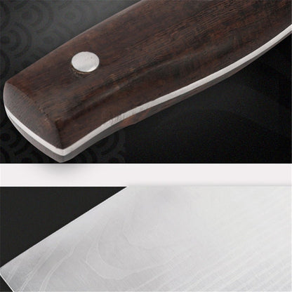 Couteau de cuisine pro japonais en acier inoxydable à motif damas — Manche en bois, lame ultra - tranchante pour coupe et tranchage précis - Nation Army
