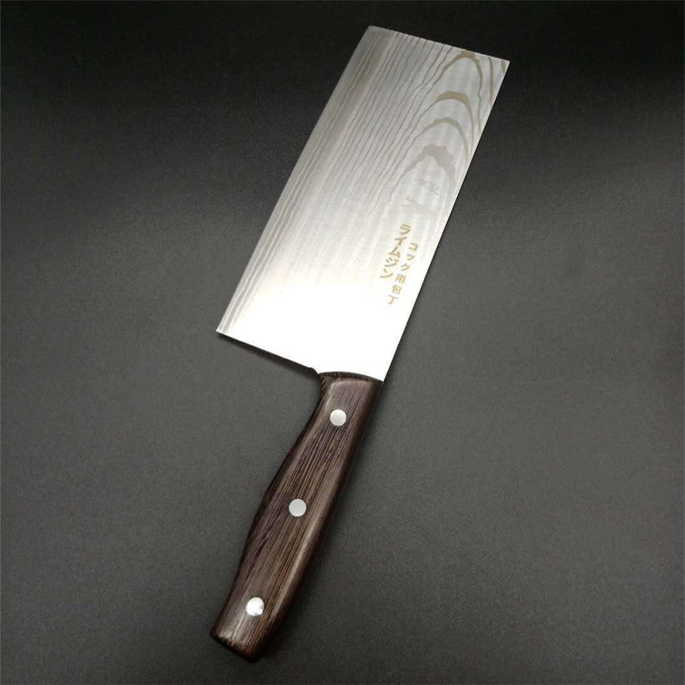 Couteau de cuisine pro japonais en acier inoxydable à motif damas — Manche en bois, lame ultra - tranchante pour coupe et tranchage précis - Nation Army
