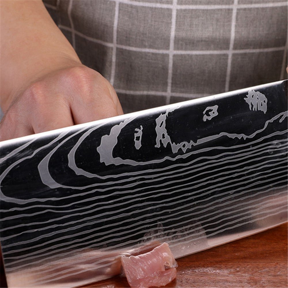 Couteau de cuisine pro japonais en acier inoxydable à motif damas — Manche en bois, lame ultra - tranchante pour coupe et tranchage précis - Nation Army