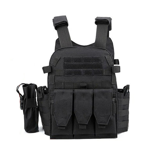 Gilet Tactique 600D Nylon Noir - Résistance et Modularité Totale - Nation Army