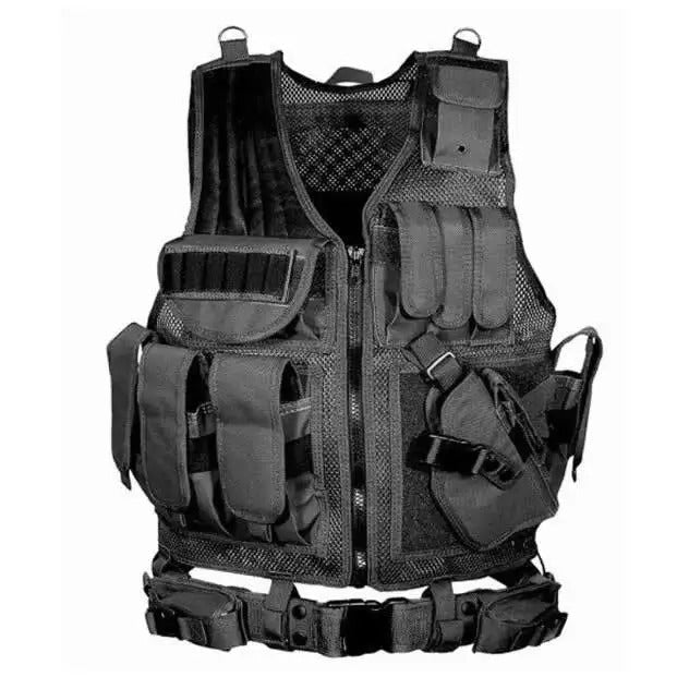 Gilet Tactique Airsoft & CS Noir - Haute Résistance - Nation Army