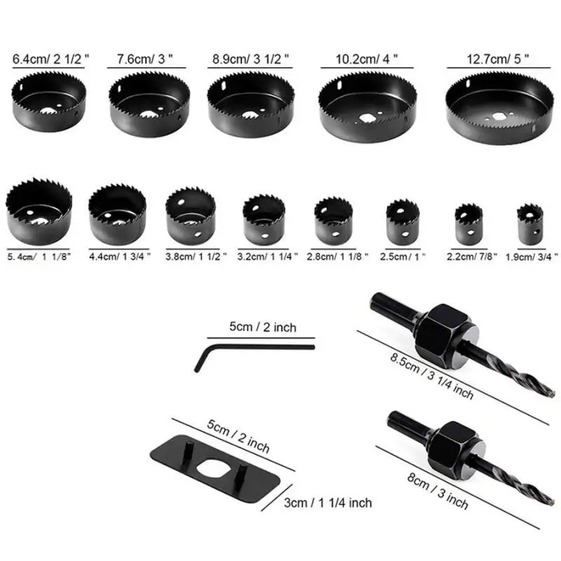 Jeu de Scies Cloche 19–127 mm – Pour Bois, Cloisons Sèches, PVC & Métal | Outil de Perçage Haute Précision - Nation Army