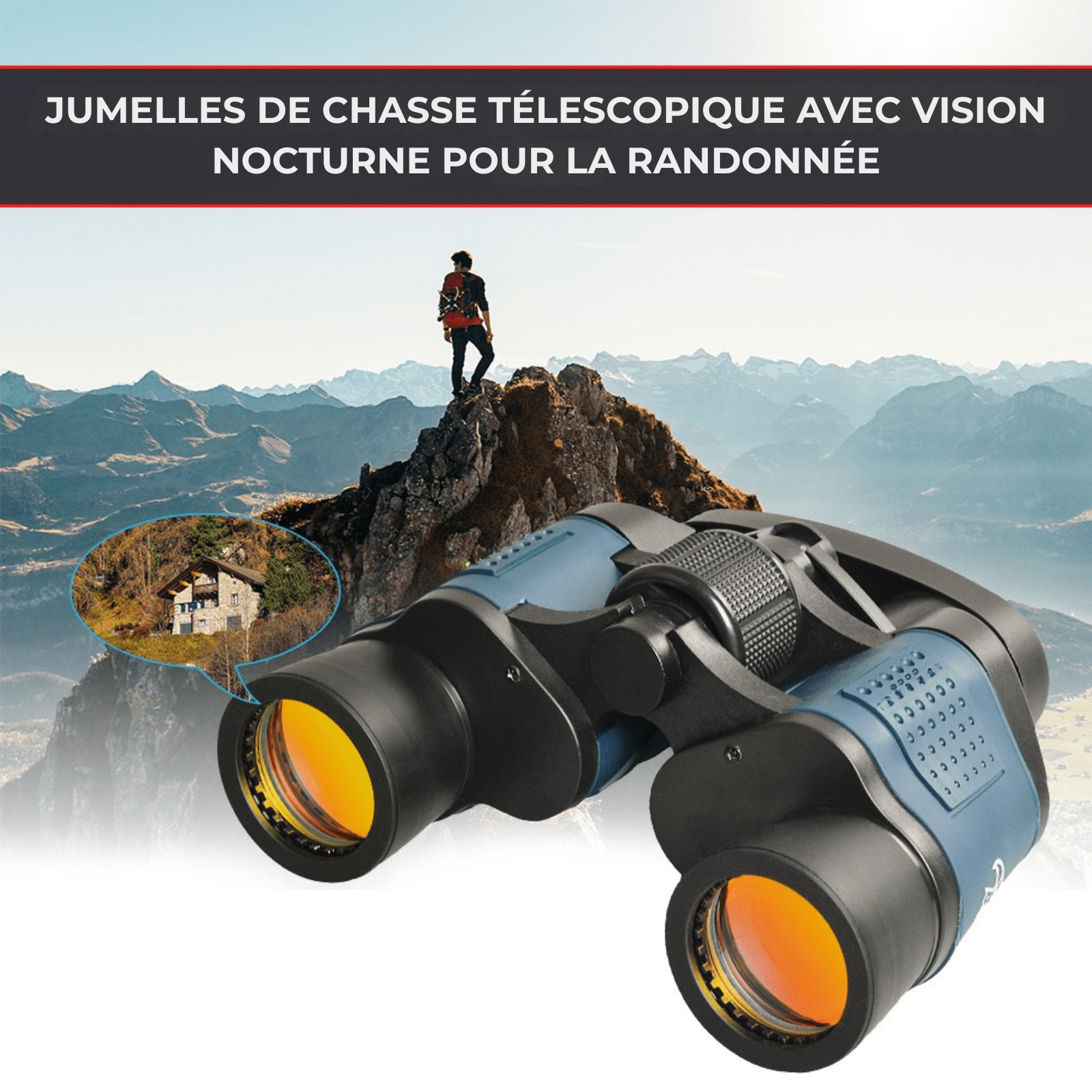 Jumelles 60x60 Puissantes – Vision Nocturne, Portée 3000M, Prisme BAK4, Idéales Chasse & Camping - Nation Army
