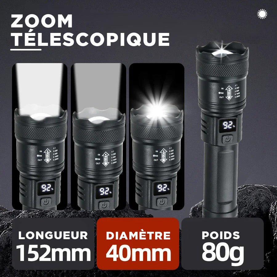 Lampe de Poche Tactique Rechargeable - Puissance et Résistance - Nation Army