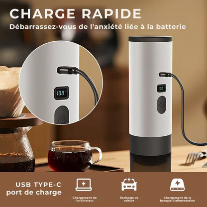 Machine à café portable 3 en 1 — Voyage, maison ou camping : préparez un café frais partout, avec moulin intégré et capsules - Nation Army