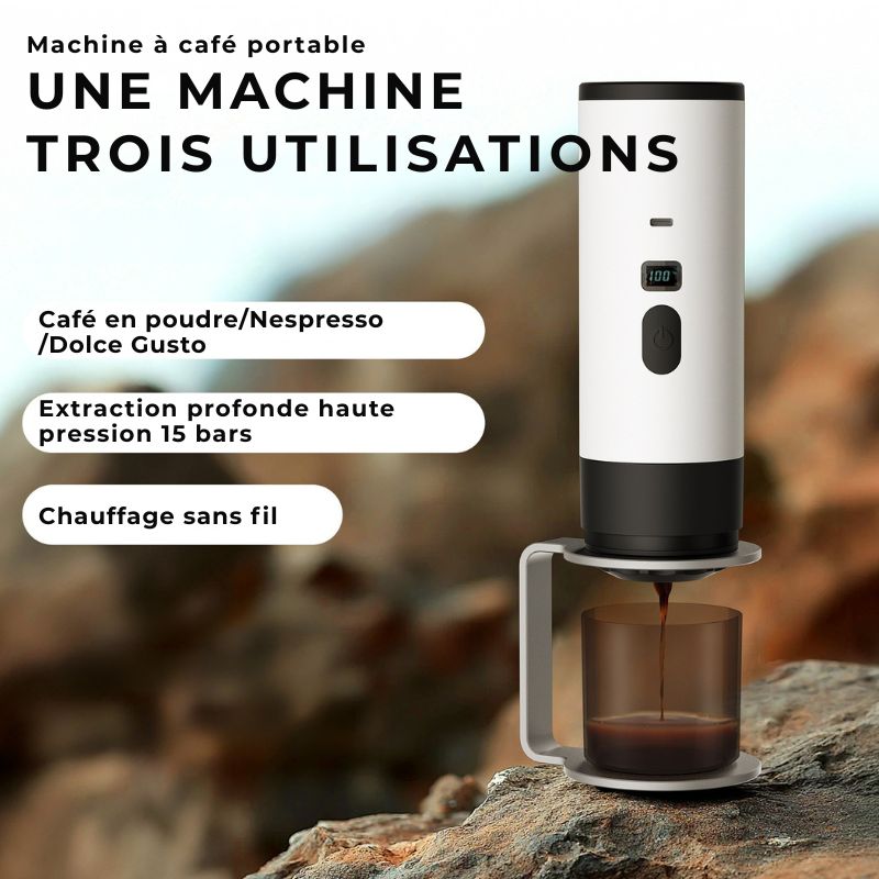 Machine à café portable 3 en 1 — Voyage, maison ou camping : préparez un café frais partout, avec moulin intégré et capsules - Nation Army