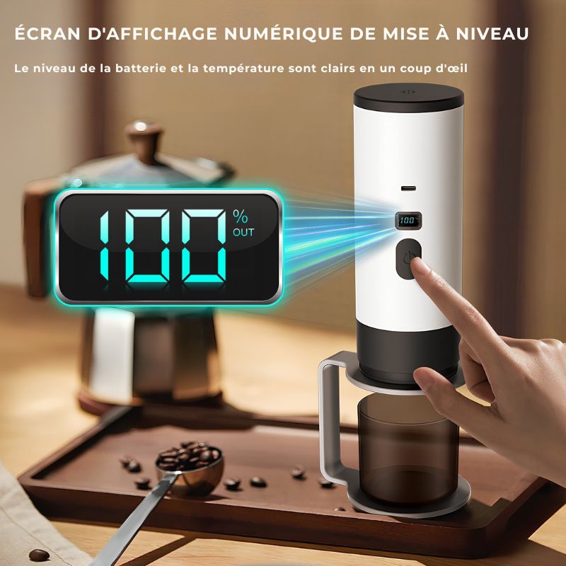 Machine à café portable 3 en 1 — Voyage, maison ou camping : préparez un café frais partout, avec moulin intégré et capsules - Nation Army