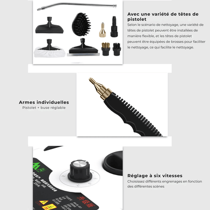 Nettoyeur Vapeur Portable 2500W – Détacheur Haute Pression & Stérilisation à Haute Température pour Maison, Voiture & Cuisine - Nation Army