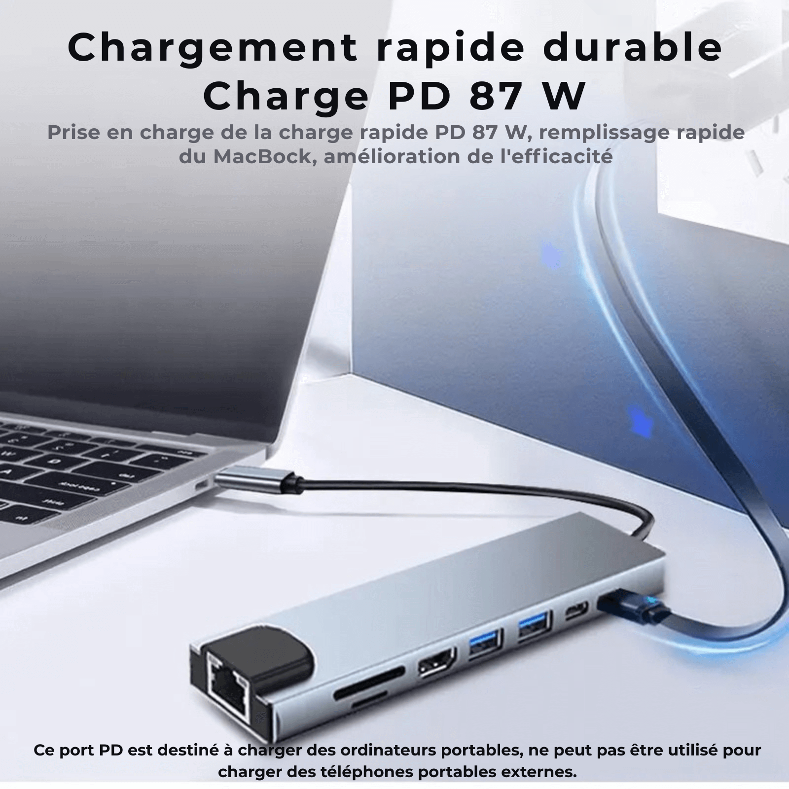 Port Hub USB C 8 en 1 – Station d’Accueil Type - C avec HDMI 4K, RJ45, SD/TF, PD, USB 3.0 pour MacBook, iPad Pro, PC - Nation Army