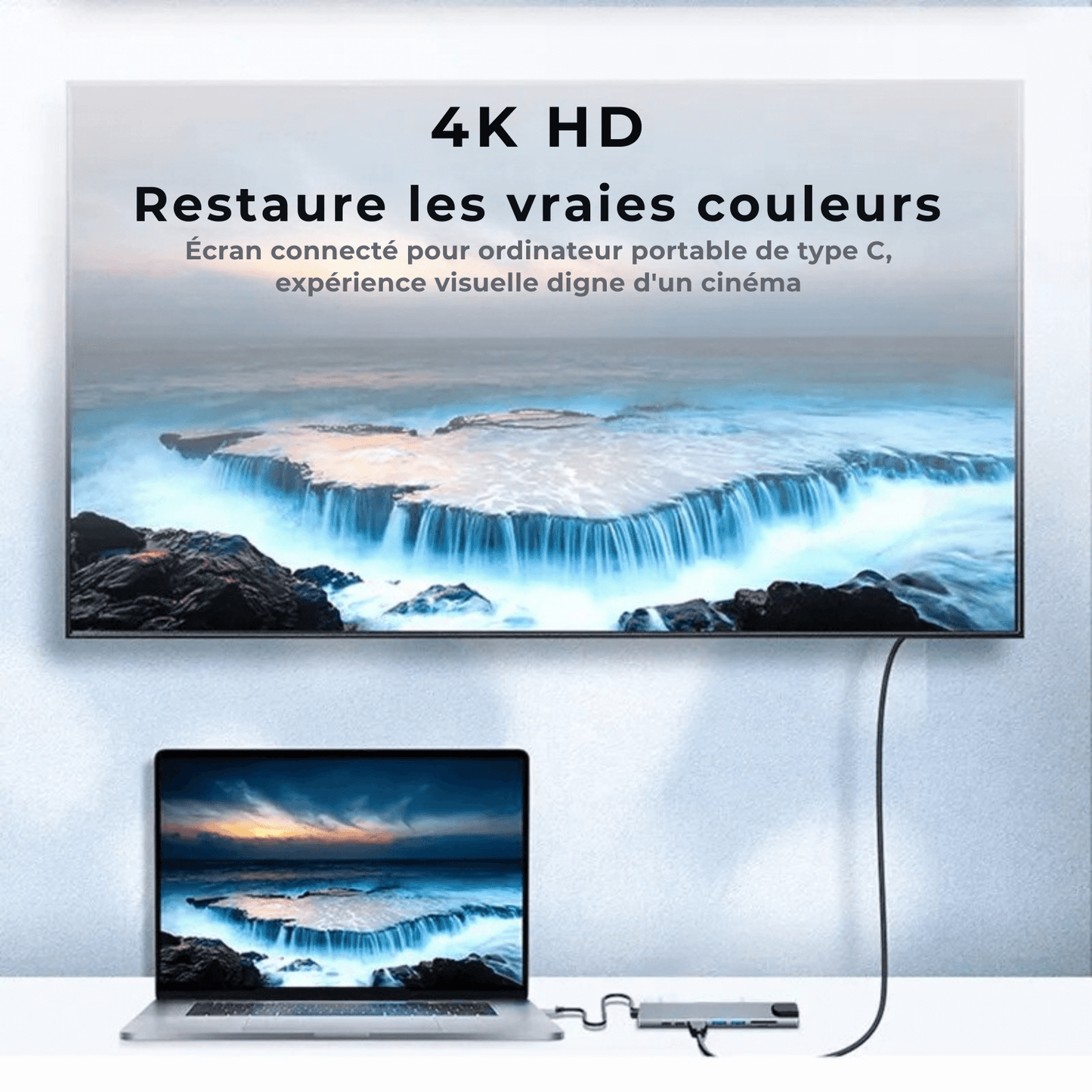 Port Hub USB C 8 en 1 – Station d’Accueil Type - C avec HDMI 4K, RJ45, SD/TF, PD, USB 3.0 pour MacBook, iPad Pro, PC - Nation Army