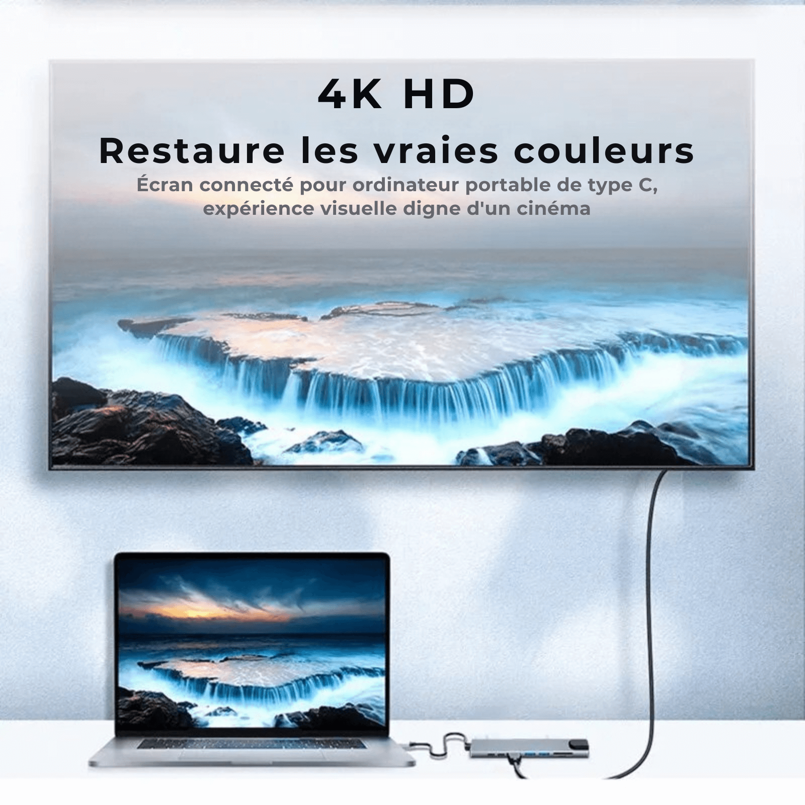 Port Hub USB C 8 en 1 – Station d’Accueil Type - C avec HDMI 4K, RJ45, SD/TF, PD, USB 3.0 pour MacBook, iPad Pro, PC - Nation Army