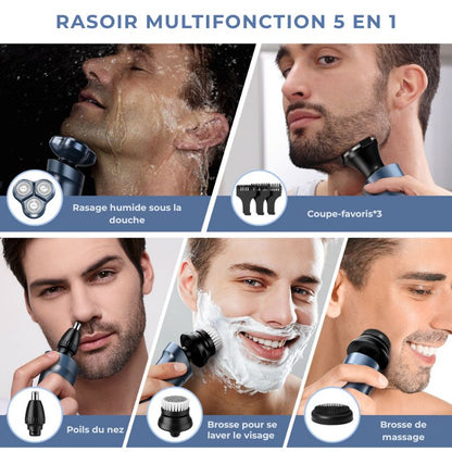 Rasoir électrique 5 en 1 — Multifonction pour hommes, barbe, nez et cheveux, étanche et puissant - Nation Army