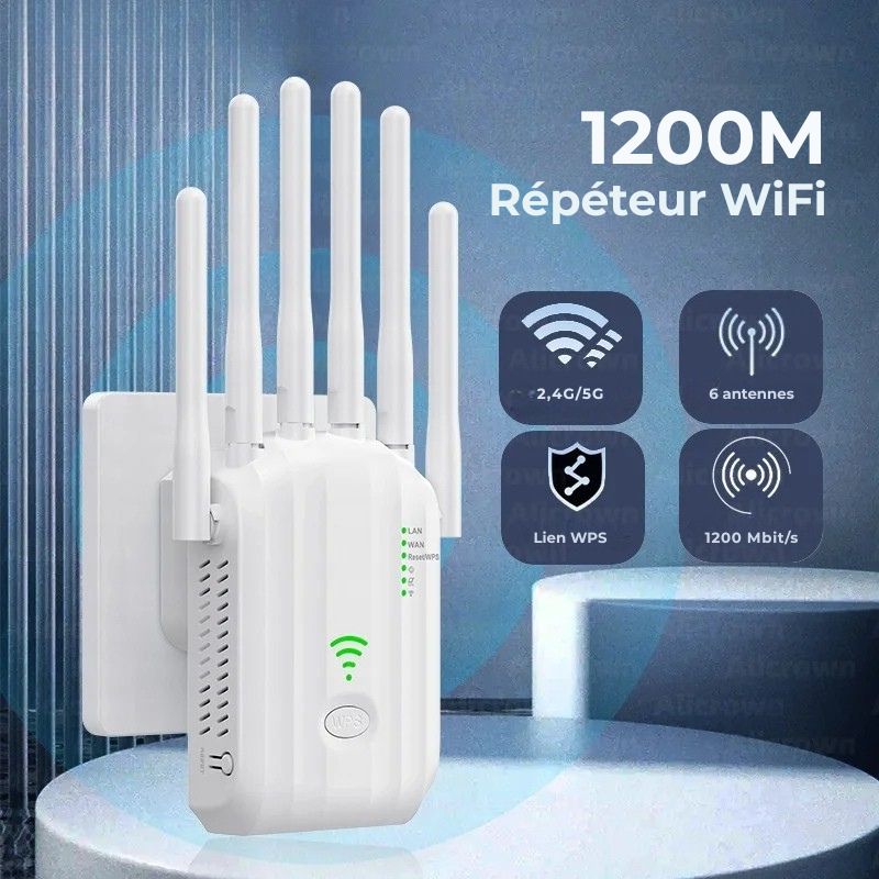 Répéteur WiFi Double Bande 2.4G/5GHz – 6 Antennes, Large Couverture & Amplificateur de Signal - Nation Army
