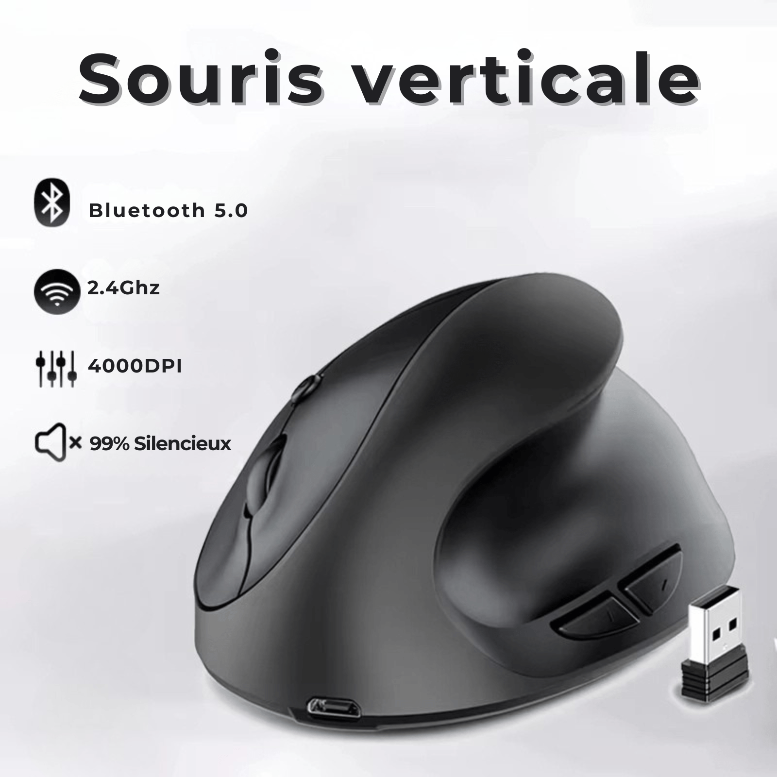 Souris Ergonomique Xiaomi – Silencieuse & Sans Fil 2.4G USB, Rechargeable, Poignée Verticale pour Dessin & Bureau - Nation Army