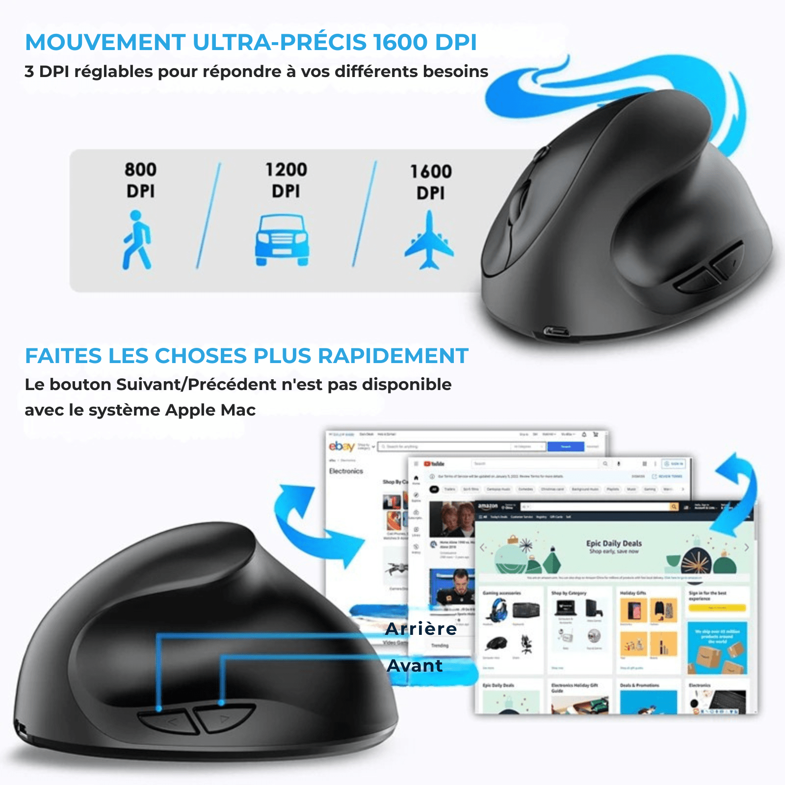 Souris Ergonomique Xiaomi – Silencieuse & Sans Fil 2.4G USB, Rechargeable, Poignée Verticale pour Dessin & Bureau - Nation Army