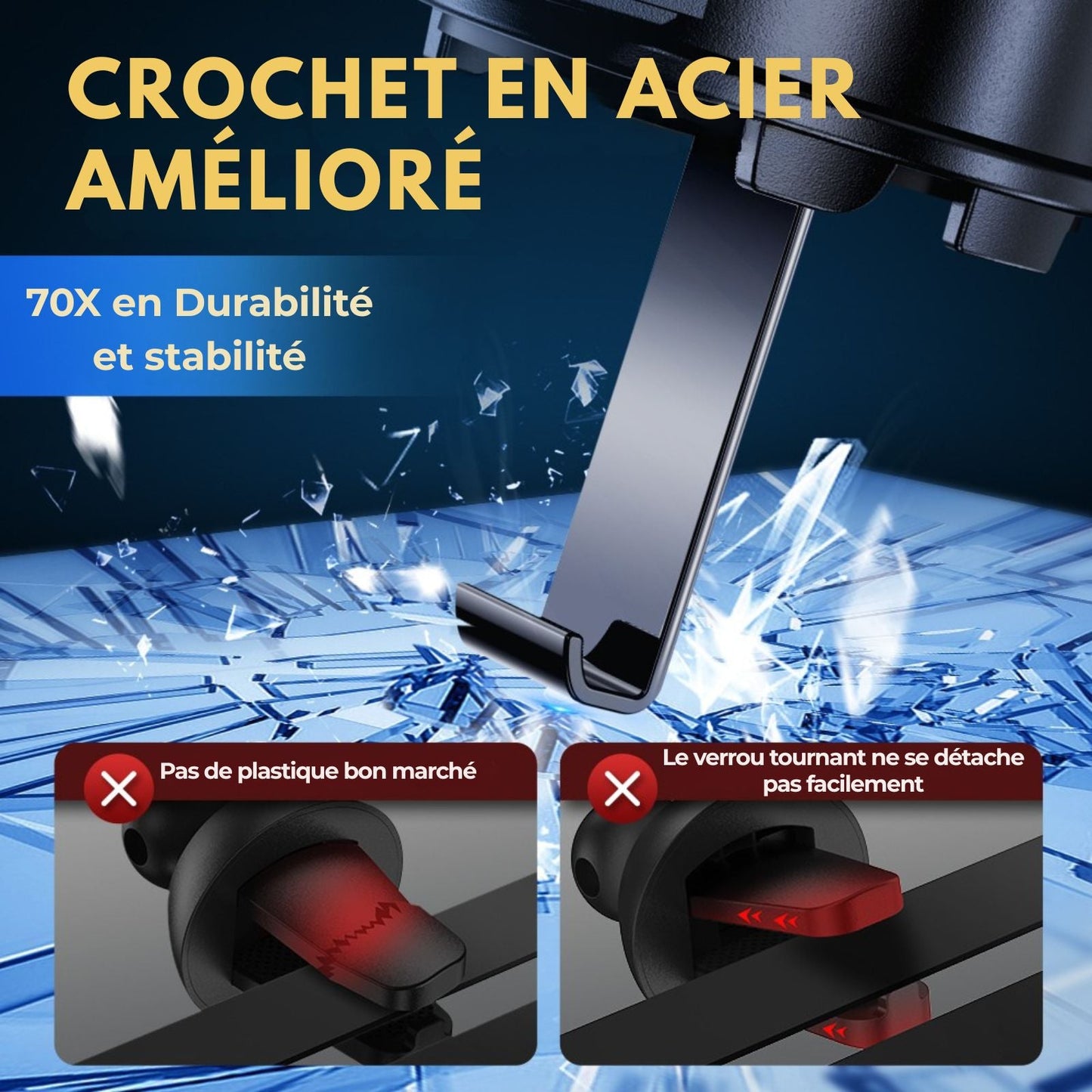 Support Téléphone Voiture – Universel à Gravité, Clip d’Aération & Fixation Automatique pour Tous Smartphones - Nation Army
