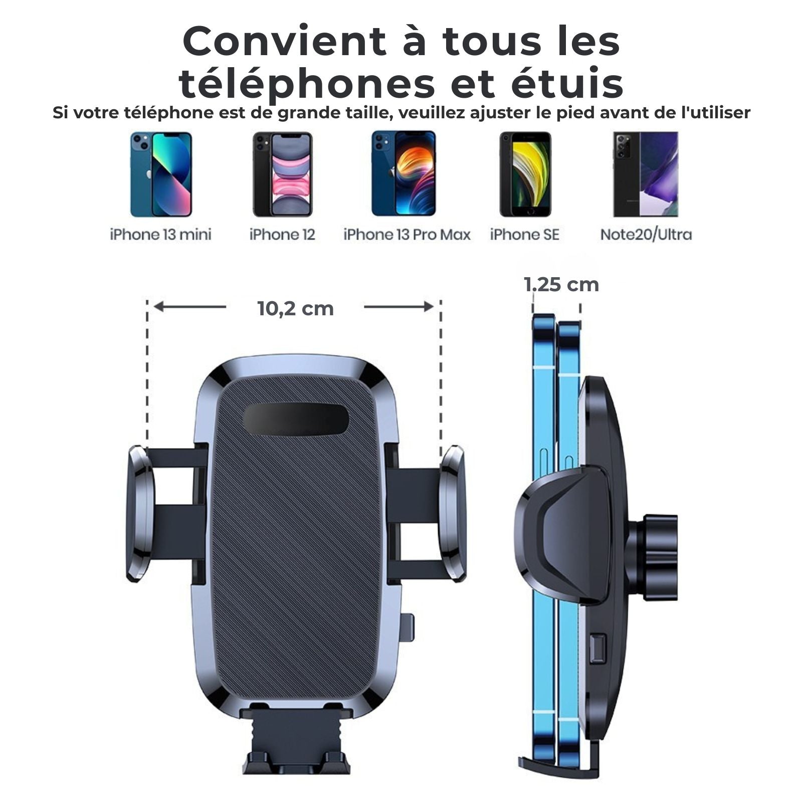 Support Téléphone Voiture – Universel à Gravité, Clip d’Aération & Fixation Automatique pour Tous Smartphones - Nation Army
