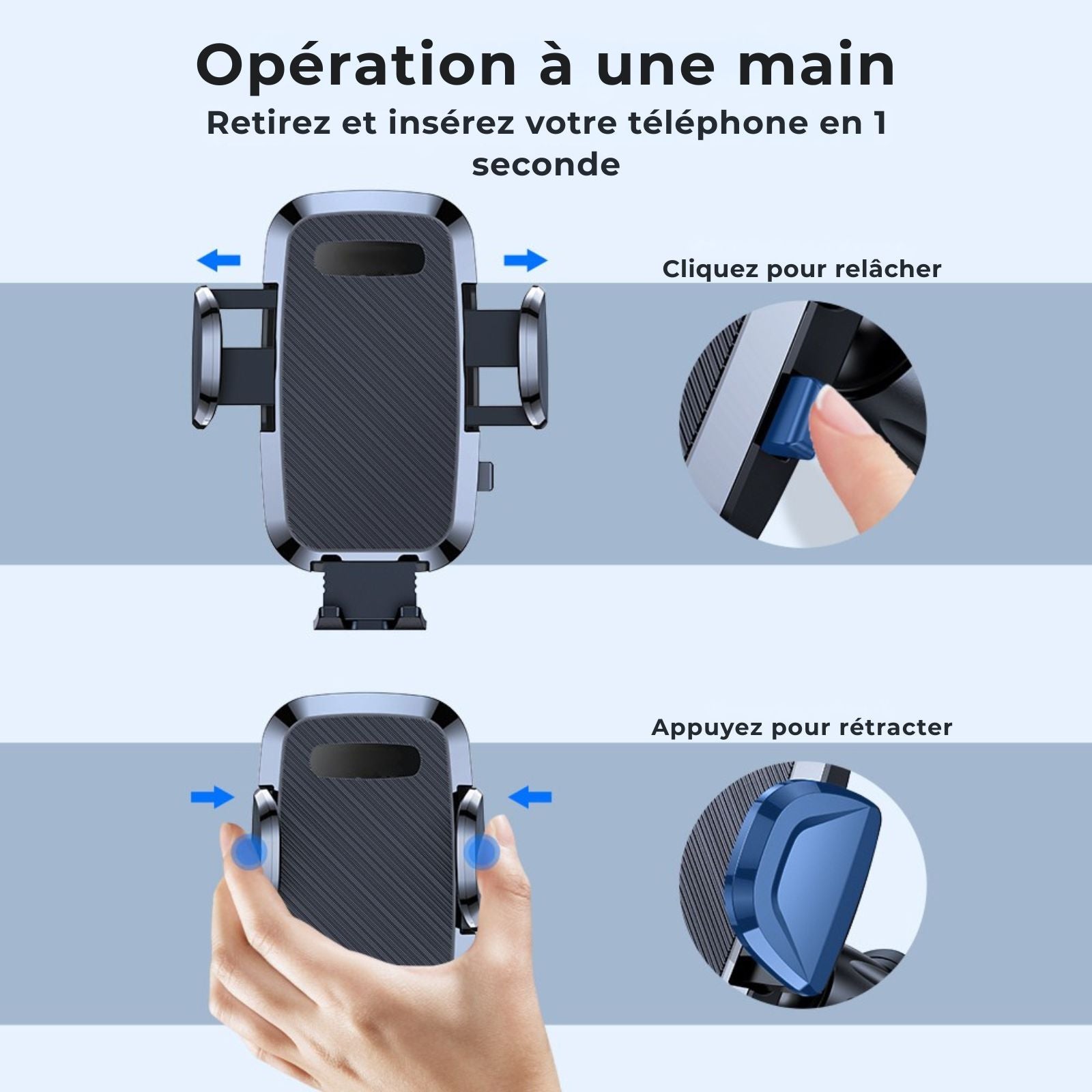 Support Téléphone Voiture – Universel à Gravité, Clip d’Aération & Fixation Automatique pour Tous Smartphones - Nation Army