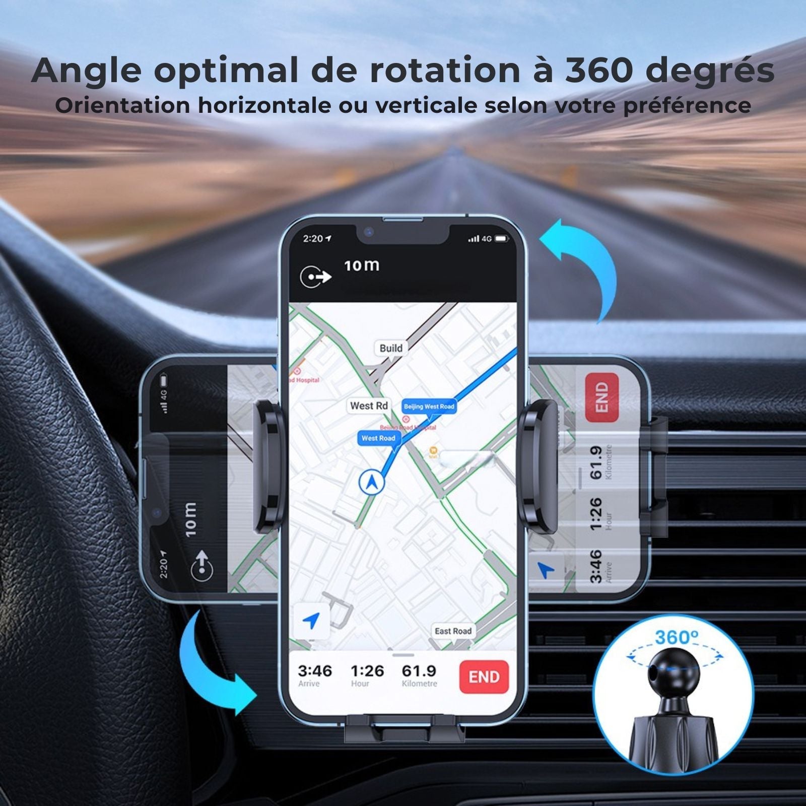 Support Téléphone Voiture – Universel à Gravité, Clip d’Aération & Fixation Automatique pour Tous Smartphones - Nation Army
