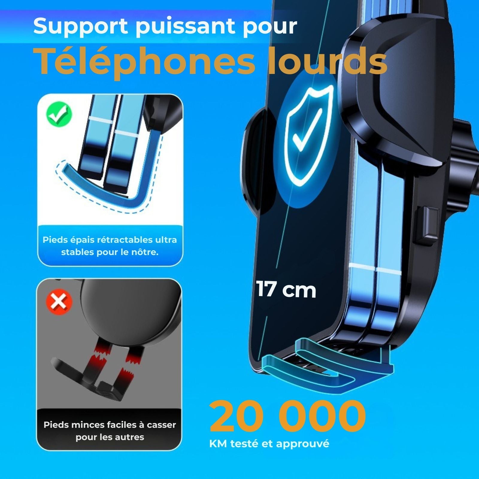 Support Téléphone Voiture – Universel à Gravité, Clip d’Aération & Fixation Automatique pour Tous Smartphones - Nation Army