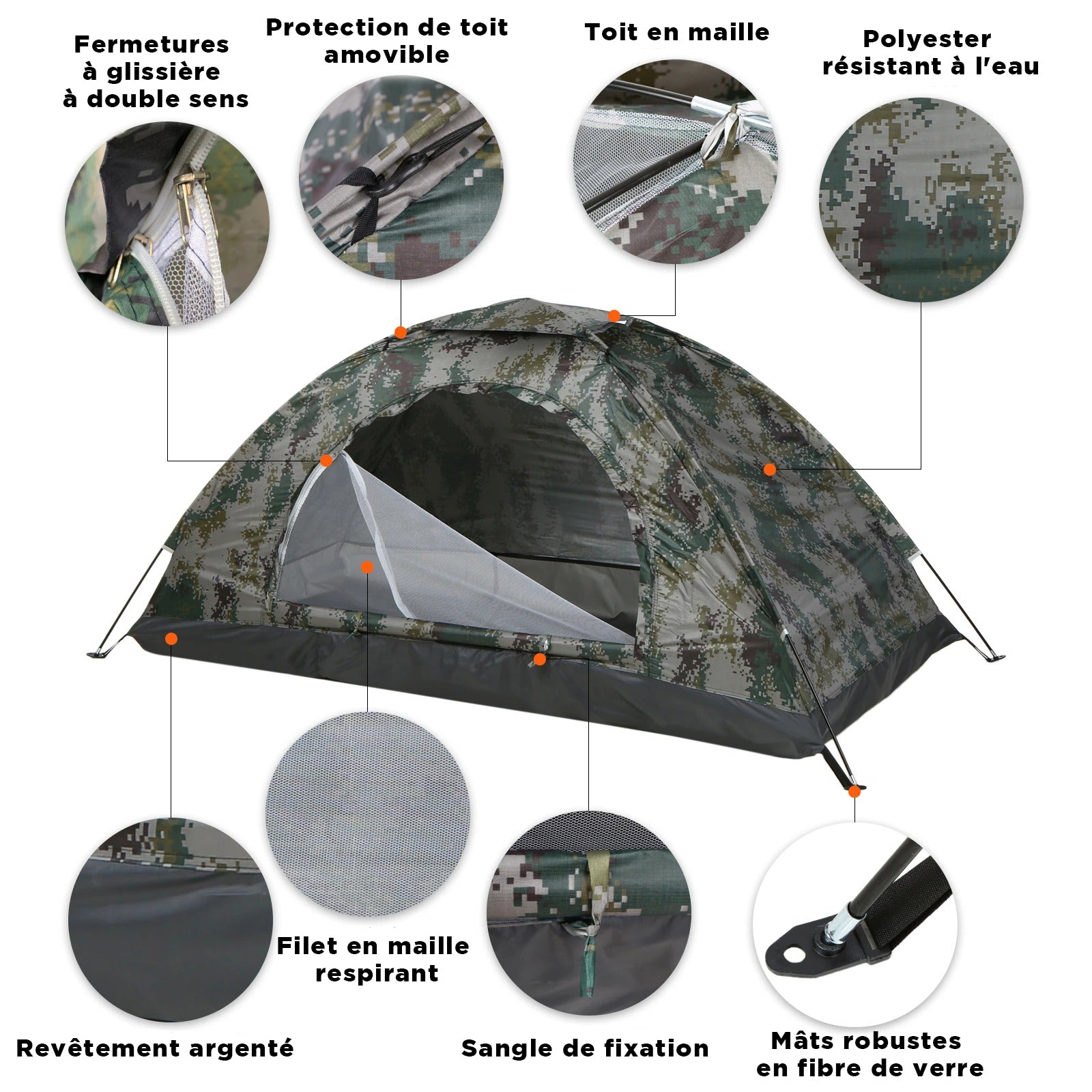 Tente Tactique Randonnée Camping - Protection UV & Ventilation Optimale - Nation Army