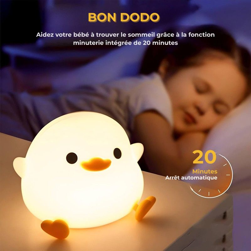 Veilleuse bébé canard — En silicone doux, LED rechargeable, tactile et réglable, parfaite pour la chambre d’enfant - Nation Army