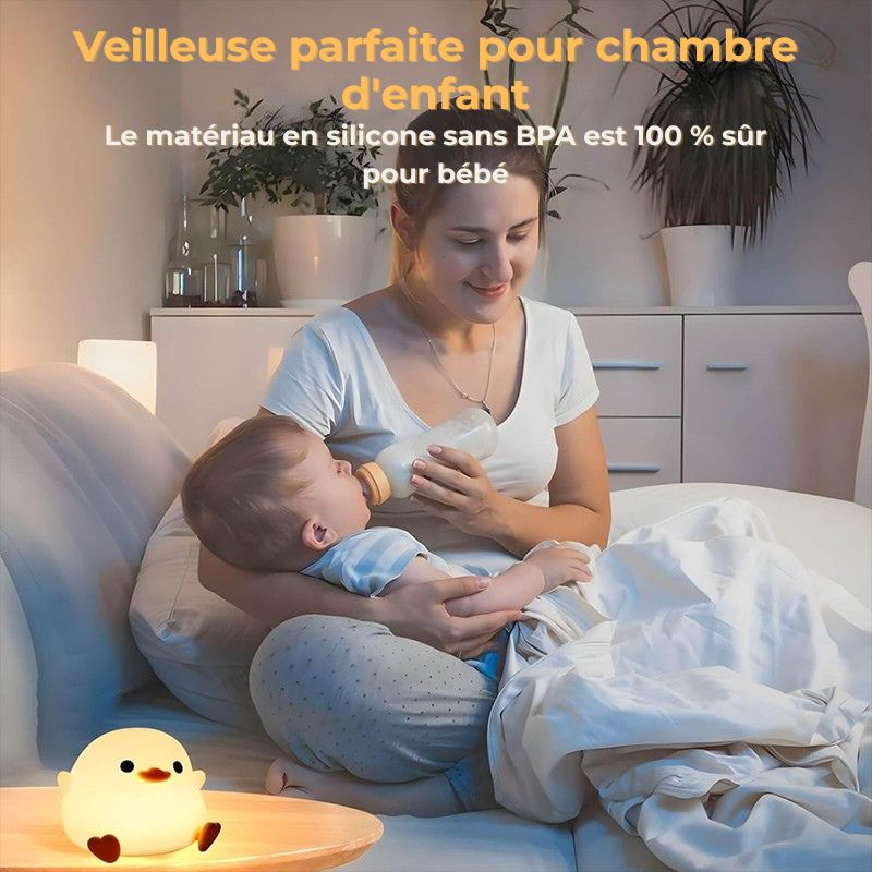 Veilleuse bébé canard — En silicone doux, LED rechargeable, tactile et réglable, parfaite pour la chambre d’enfant - Nation Army