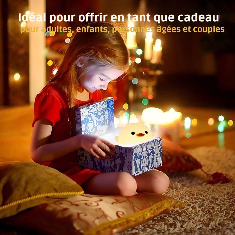 Veilleuse bébé canard — En silicone doux, LED rechargeable, tactile et réglable, parfaite pour la chambre d’enfant - Nation Army